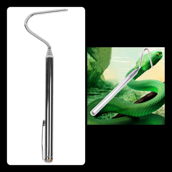 5/$25 mini snake hook, silver, collapsible retractable snake hook w/ belt clip. - Picture 2 of 7